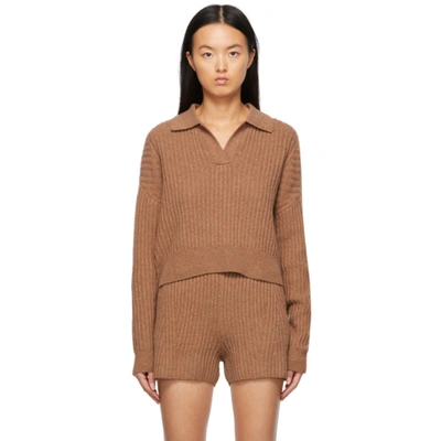 Shop Rag & Bone Tan Rib Knit Maxine Polo In Camel