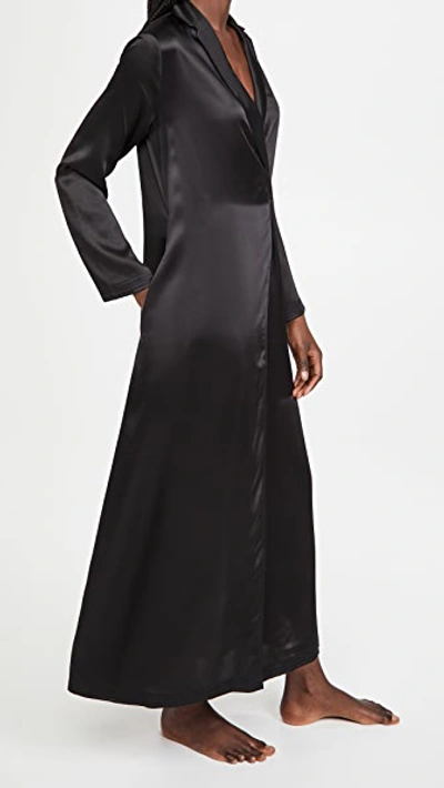 Shop La Perla Long Silk Robe In Nero