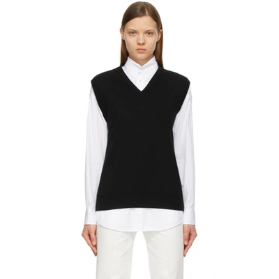 Black Wool Cremona V neck Vest