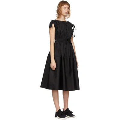 Shop Moncler Black Poplin Drawstring Dress In 999 Black