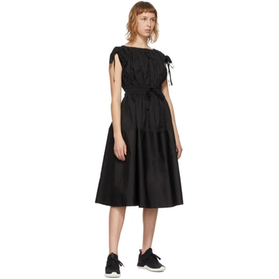 Shop Moncler Black Poplin Drawstring Dress In 999 Black