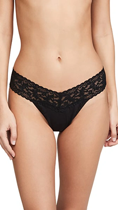 Hanky Panky Petite Cotton With A Conscience Low-rise Thong In Black