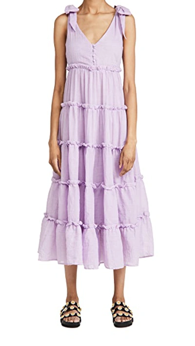 Shop English Factory Tiered Midi Dress Lilac