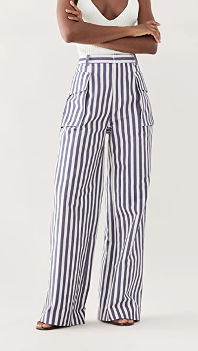 Shop Aliétte Monaco Trousers In Blue Stripe