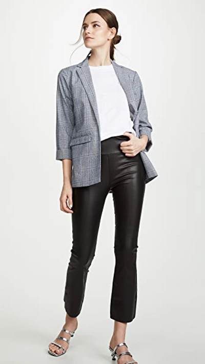 Sprwmn Crop Flare Embossed Leather Leggings In Black