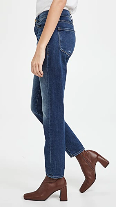 Frame Le Garcon Cropped Mid-rise Slim-leg Jeans In Azure