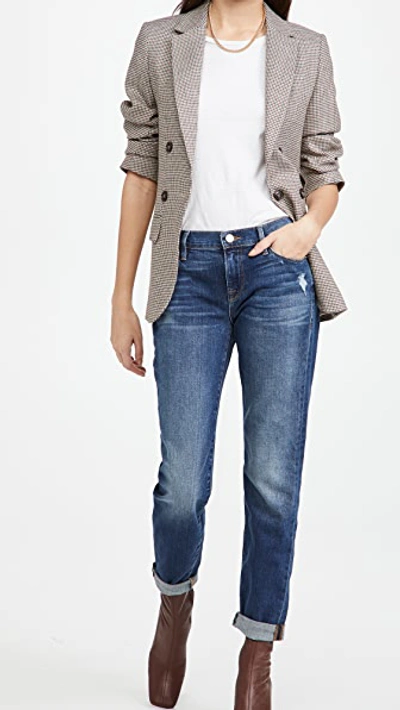 Frame Le Garcon Cropped Mid-rise Slim-leg Jeans In Azure