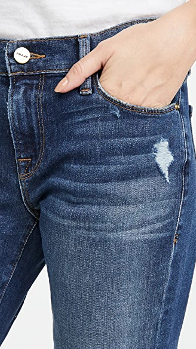 Frame Le Garcon Cropped Mid-rise Slim-leg Jeans In Azure