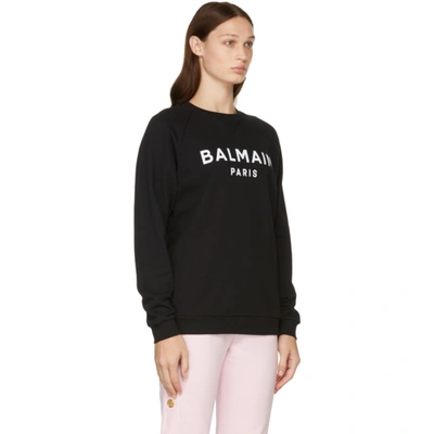 Shop Balmain Black Flocked Logo Sweatshirt In Eab Noir/blanc