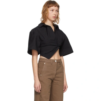 Shop Jacquemus Black 'la Chemise Capri' Short Sleeve Shirt