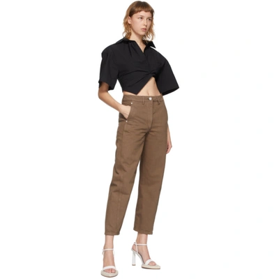 Shop Jacquemus Black 'la Chemise Capri' Short Sleeve Shirt