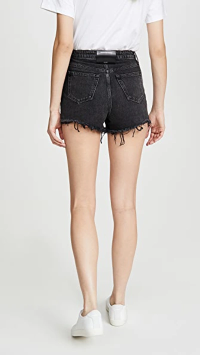 Alexander Wang Bite Distressed Denim Shorts In Grey Aged