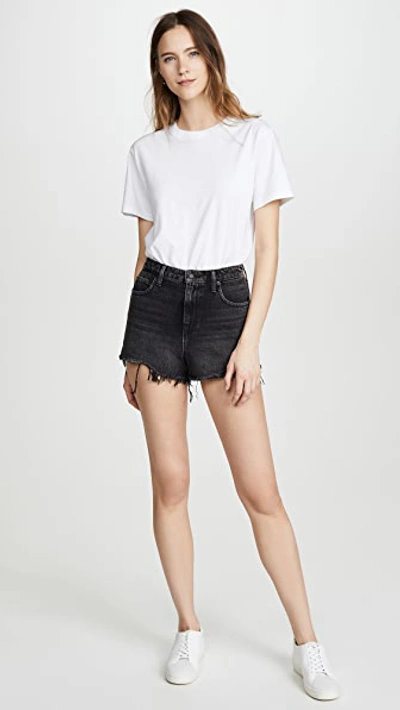 Alexander Wang Bite Distressed Denim Shorts In Grey Aged