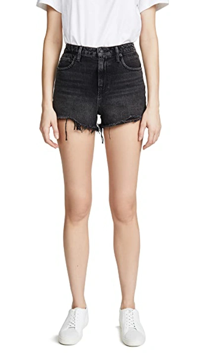 Alexander Wang Bite Distressed Denim Shorts In Grey Aged