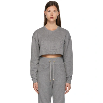 Shop Balmain Grey Embossed Monogram Sweatshirt In 9ub Gris Chiné