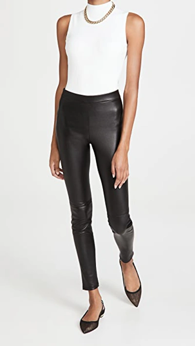 Theory Bristol Lambskin Leather Skinny-leg Ankle Leggings In Black