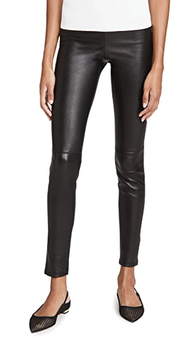 Theory Bristol Lambskin Leather Skinny-leg Ankle Leggings In Black