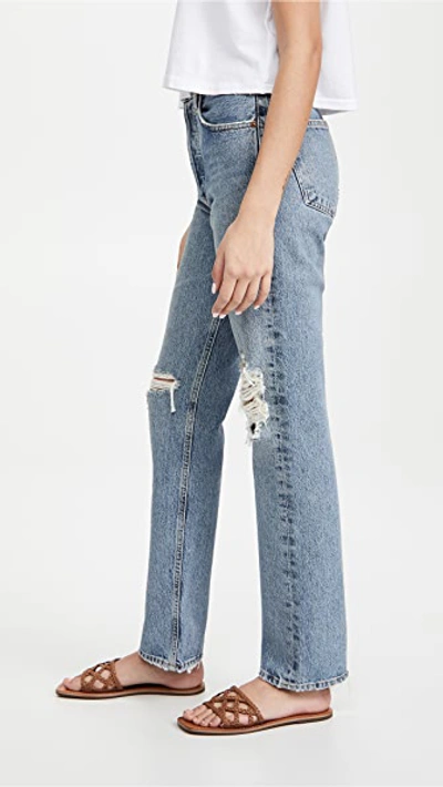 Shop Agolde Lana Mid Rise Straight Jeans Backdrop