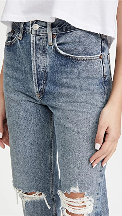 Shop Agolde Lana Mid Rise Straight Jeans Backdrop