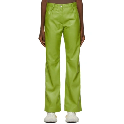 Msgm Green Faux-leather Trousers In 36 Lime | ModeSens