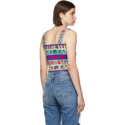 Versace Jeans Couture Multicolor Jacquard Logo Tape Tank Top