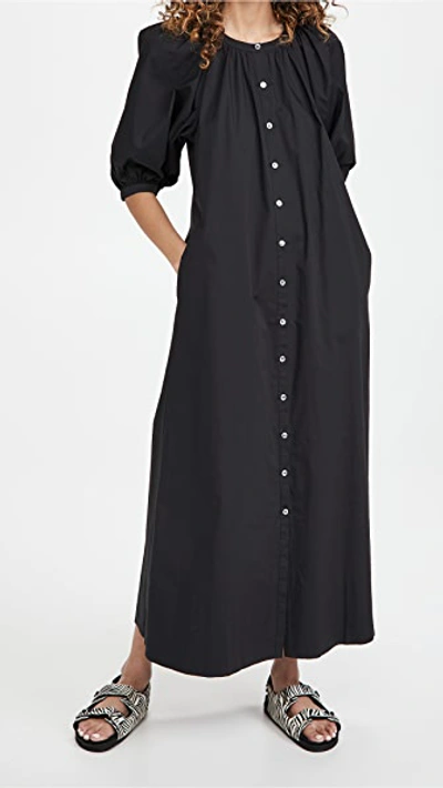 Staud Black Vincent Midi Dress In Black