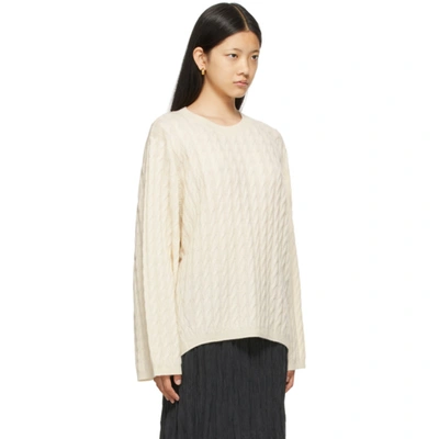 Shop Totême Off-white Cashmere Cable Knit Sweater In 110 Off-white