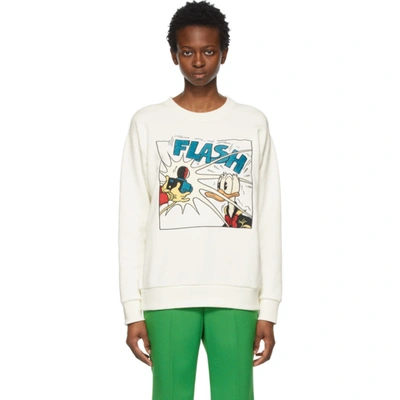 Shop Gucci White Disney Edition Donald Duck 'flash' Sweatshirt In 9088 White