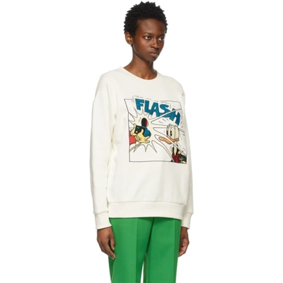 Shop Gucci White Disney Edition Donald Duck 'flash' Sweatshirt In 9088 White