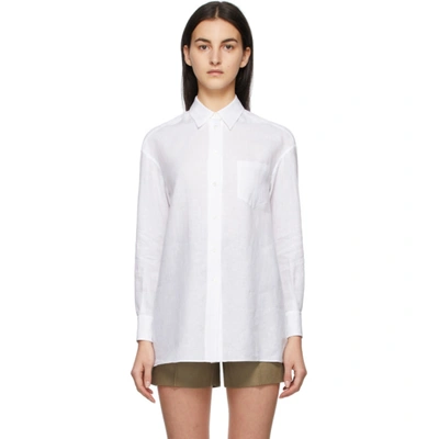 Shop Loro Piana White Aloe Linen Fabienne Shirt In 1005 Optical White