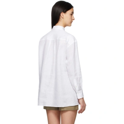 Shop Loro Piana White Aloe Linen Fabienne Shirt In 1005 Optical White