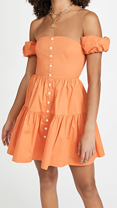 Shop Staud Mini Elio Dress In Nectarine