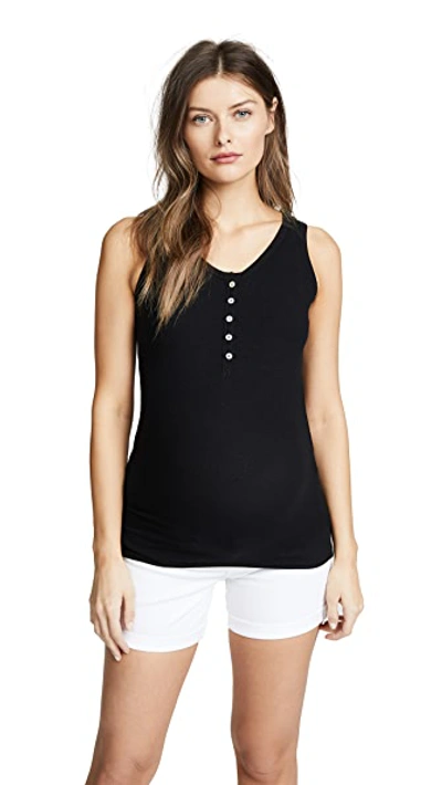 Shop Ingrid & Isabel Henley Rib Nursing Tank Jet Black