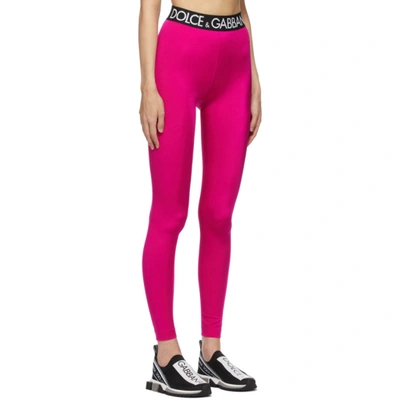 Shop Dolce & Gabbana Pink Logo Leggings In F0877 Plum