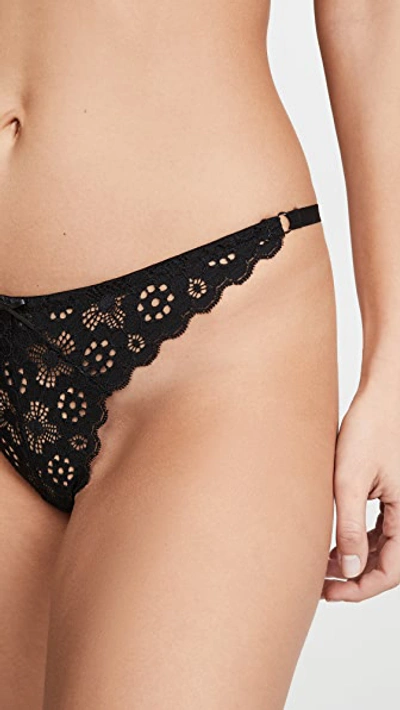 Shop Fleur Du Mal Crochet Lace Simple Thong Black