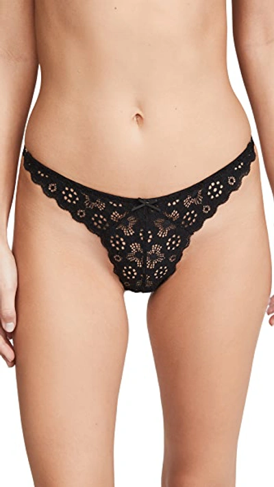 Shop Fleur Du Mal Crochet Lace Simple Thong Black