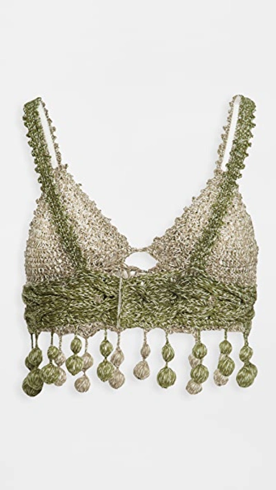 Shop Rosie Assoulin Knit Carmen Miranda Bralette Top In Jade