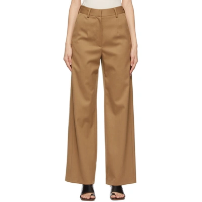Shop Mm6 Maison Margiela Brown Pleated Trousers In 132 Nude