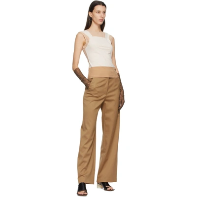 Shop Mm6 Maison Margiela Brown Pleated Trousers In 132 Nude