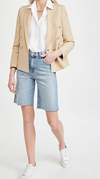 Shop Nili Lotan Boyfriend Bermuda Shorts In Light Blue Wash