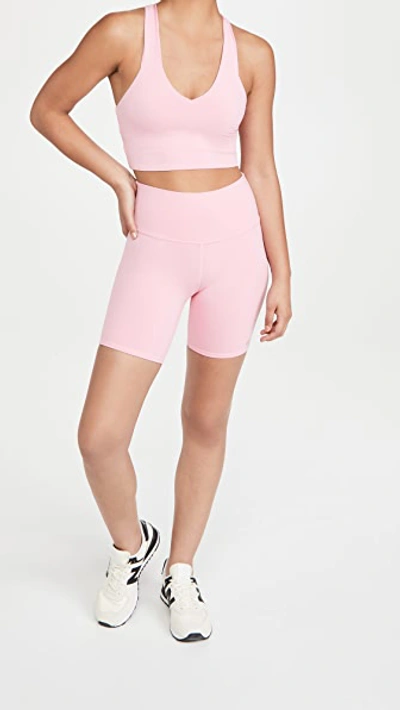 Shop Alo Yoga High Waist Bike Shorts In Parisian Pink