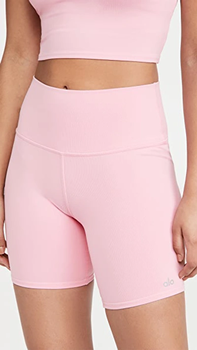 Shop Alo Yoga High Waist Bike Shorts In Parisian Pink