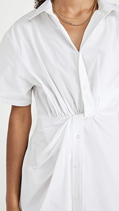 Shop Alexander Wang T Twisted Placket Short Sleeve Dress In Bright White