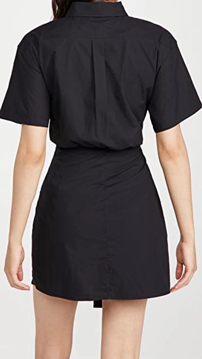 Shop Alexander Wang T Twisted Placket Short Sleeve Dress In Black