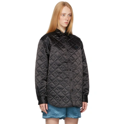 Shop Acne Studios Black Quilted Satin Jacket