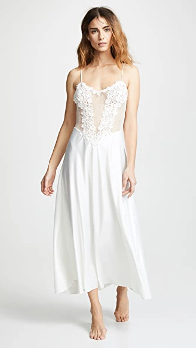 Shop Flora Nikrooz Showstopper Charmeuse Gown With Lace In Ivory