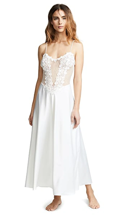 Shop Flora Nikrooz Showstopper Charmeuse Gown With Lace In Ivory