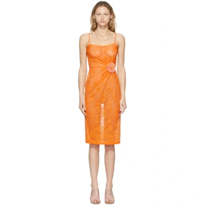 Shop Maryam Nassir Zadeh Orange Lace Fervor Dress In 913 Solar
