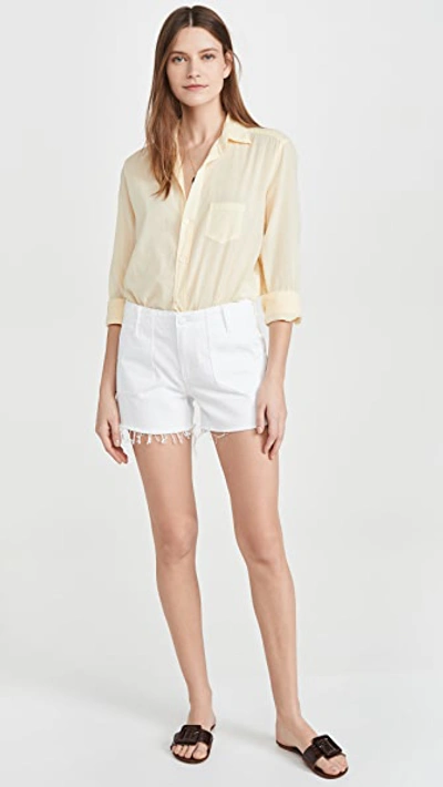 Paige Mayslie Utility Cut-off Jean Shorts In Crisp White In Crisp White