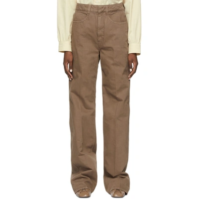 Shop Lemaire Ssense Exclusive Brown Garment-dyed Jeans In 420 Tobacco